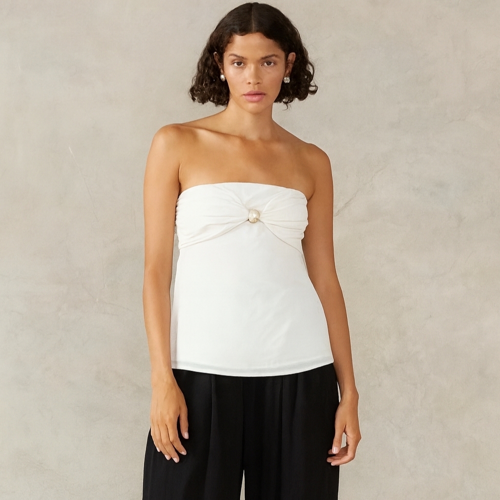 Mon Renn Marseille White Strapless Top